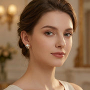 Mother-of-Pearl Rose Bow Studs – mother-of-pearl earrings, side detail