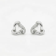 Polished Silver Knot Stud Earrings – sterling silver earrings, side detail