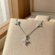Marquise Floral Station Necklace – sterling silver necklace, close-up
