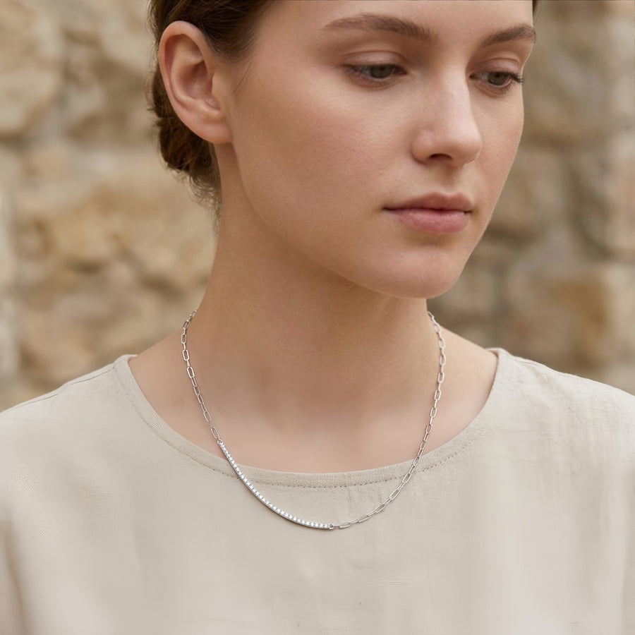 Minimalist Chain Necklace with Charm – sterling silver necklace