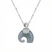 Grey Jade Elephant Pendant Necklace – jade necklace, side detail