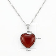 Red Gemstone Heart Necklace – sterling silver necklace
