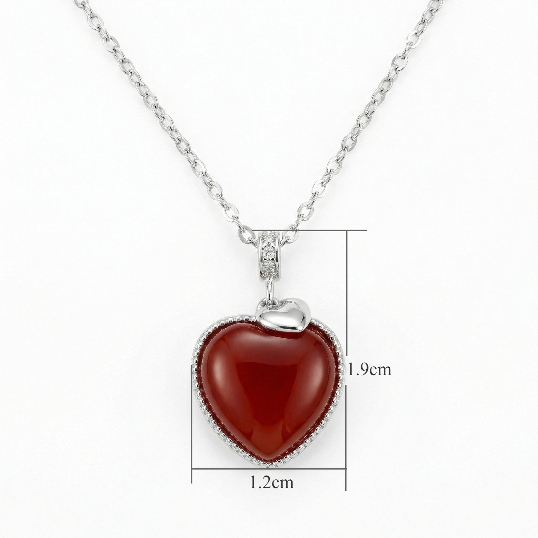 Red Gemstone Heart Necklace – sterling silver necklace