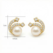 Pearl Swirl Stud Earrings, Lustrous – pearl earrings, front view