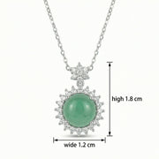 Round Green Jadeite Halo Necklace – jade necklace, front view