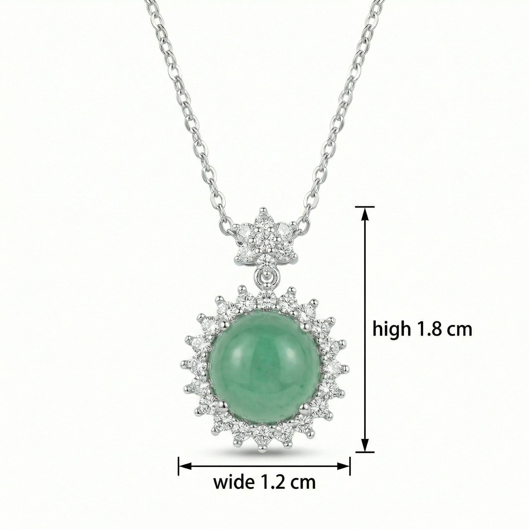 Round Green Jadeite Halo Necklace – jade necklace, front view