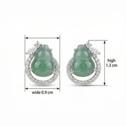 Jadeite Gourd Stud Earrings – jade earrings, front view