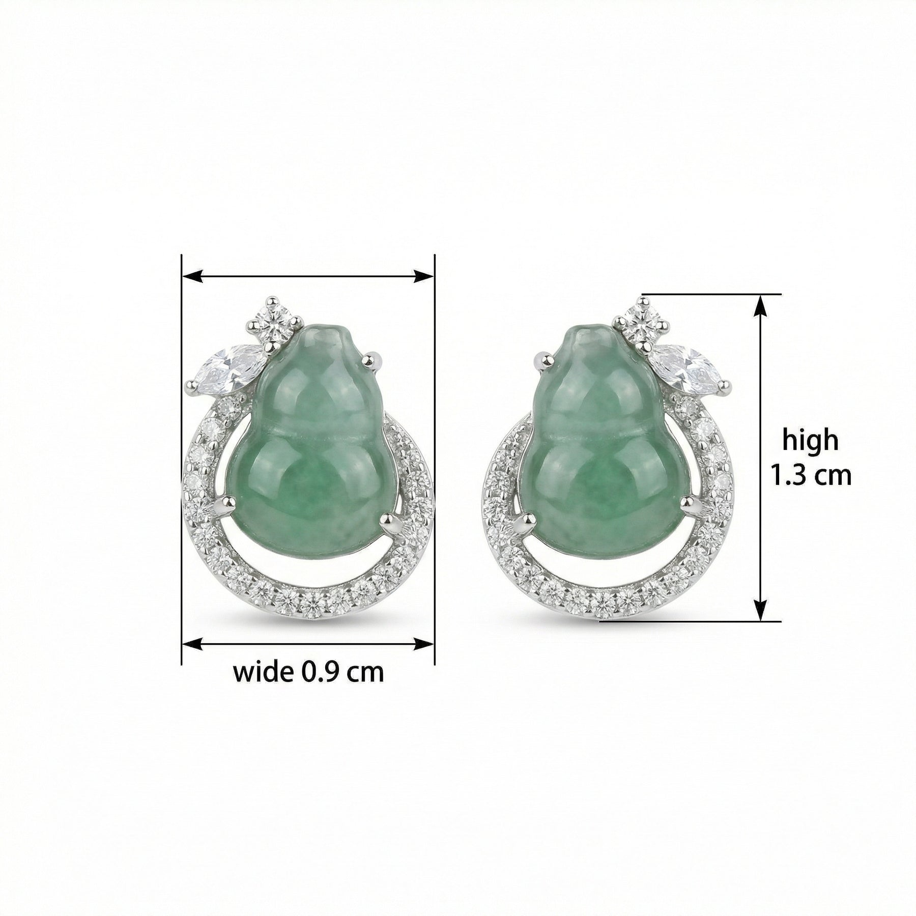 Jadeite Gourd Stud Earrings – jade earrings, front view