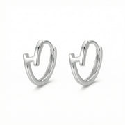 Lightning Bolt Huggie Hoop Earrings – sterling silver earrings, side detail