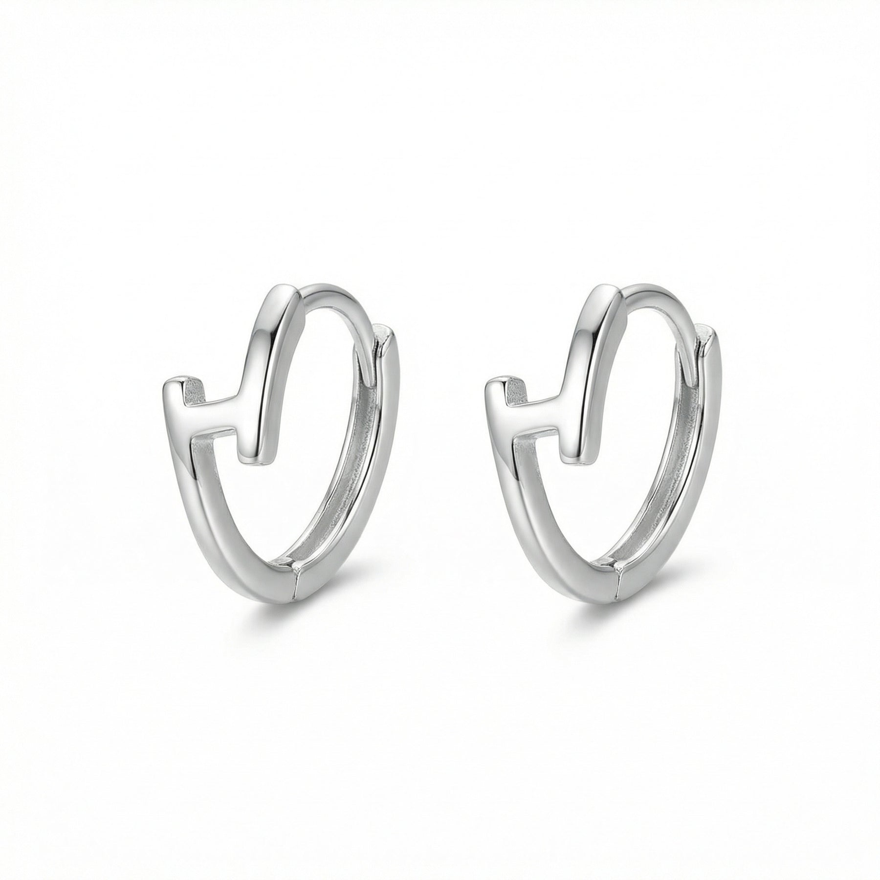 Lightning Bolt Huggie Hoop Earrings – sterling silver earrings, side detail
