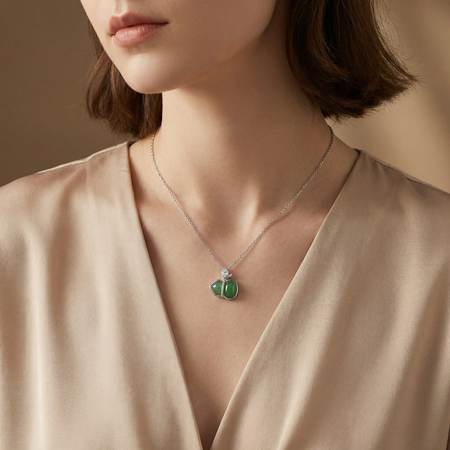 Apple Green Jade Sparkling stone Necklace – jade necklace