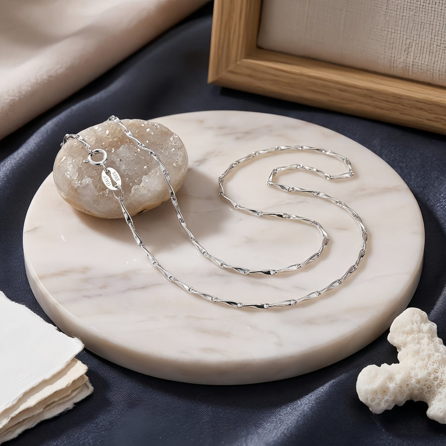 Italian Uniform Link Chain Necklace – sterling silver necklace, side detail