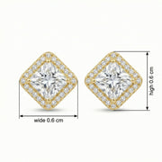 Square-Cut Halo Stud Earrings – sterling silver earrings, front view