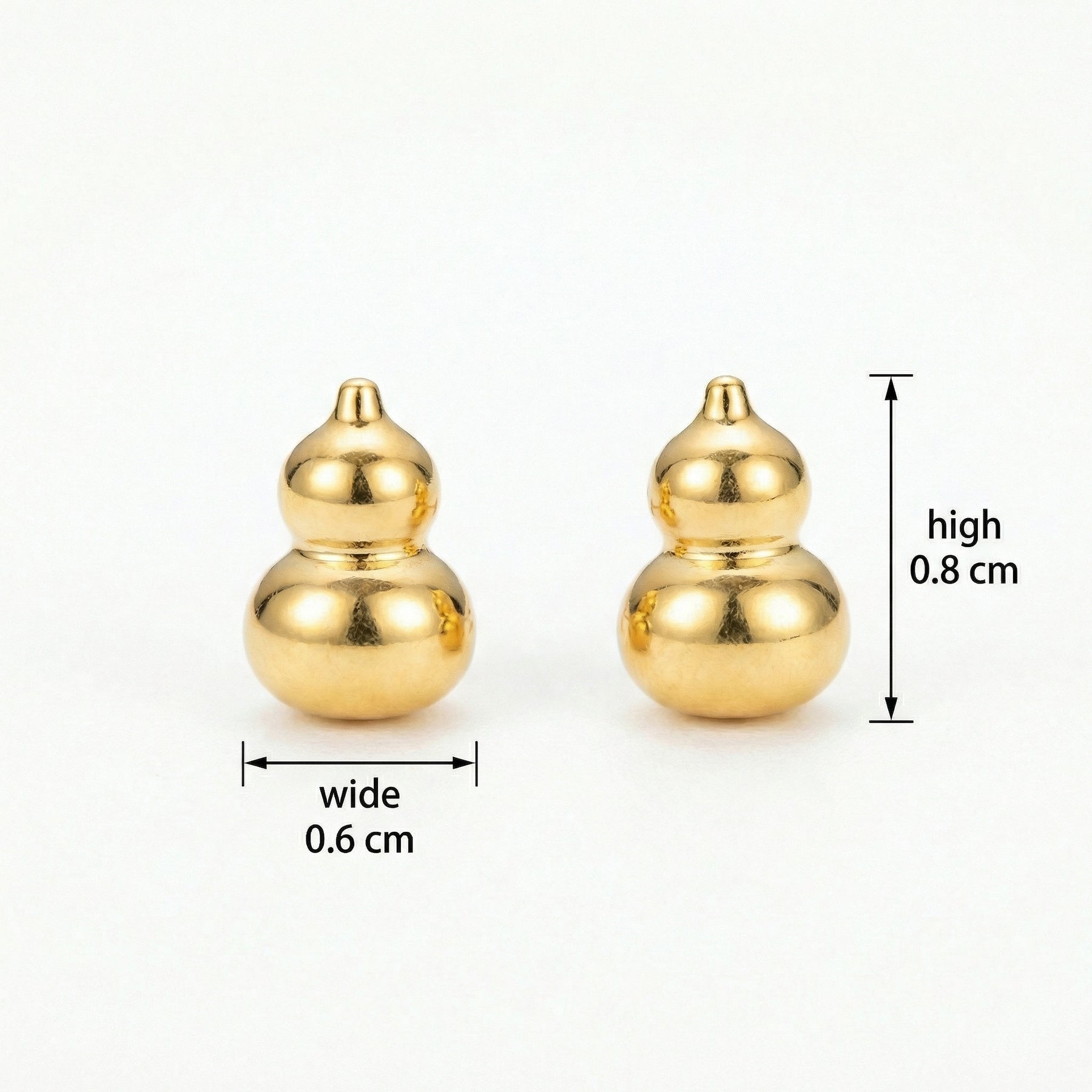 Gourd-Shaped Stud Earrings – sterling silver earrings, front view