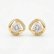 Trillion-Cut Pavé Stud Earrings – sterling silver earrings, side detail