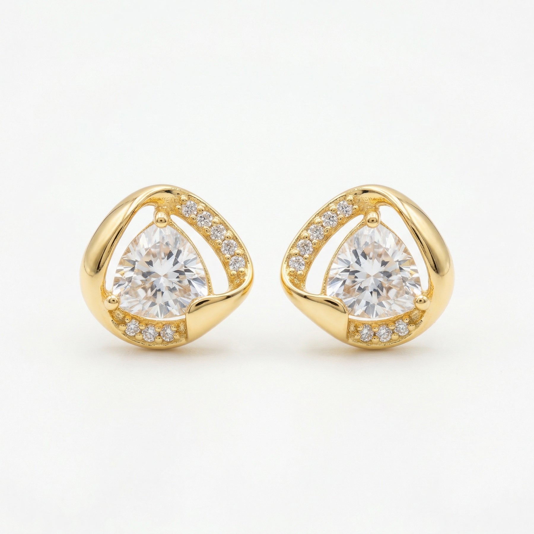 Trillion-Cut Pavé Stud Earrings – sterling silver earrings, side detail
