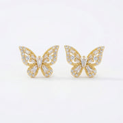 Butterfly Studs, Baguette and Round Cuts – sterling silver earrings