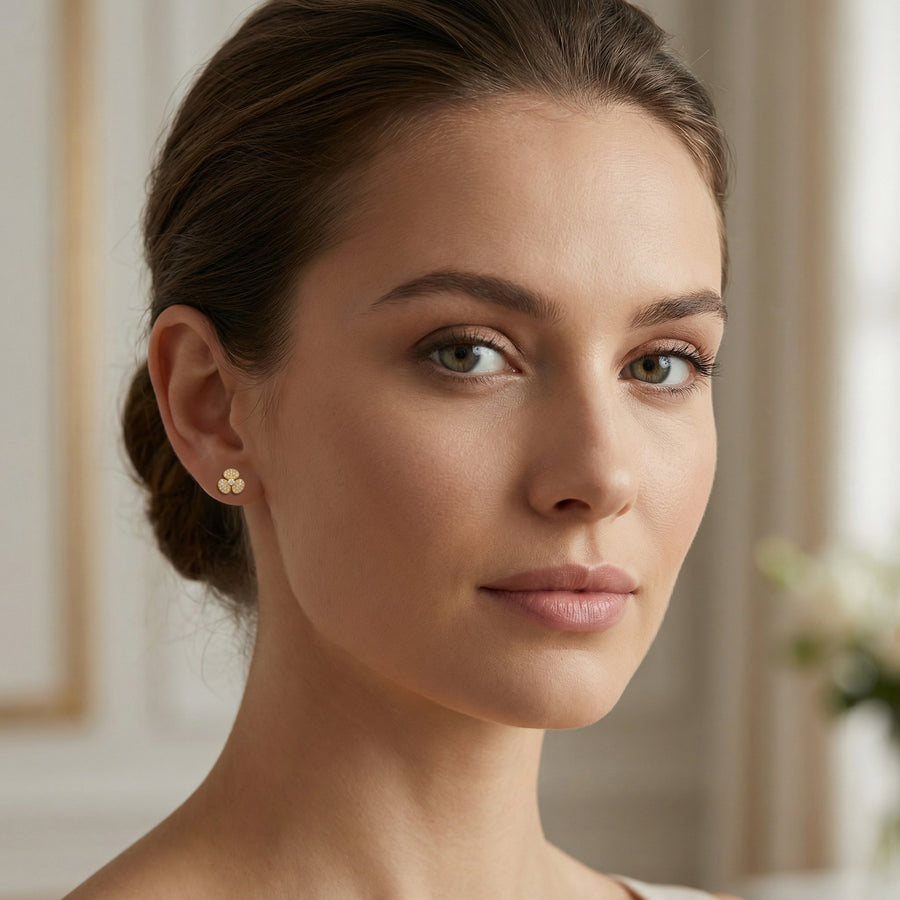 Pavé Trifoil Stud Earrings – sterling silver earrings