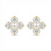 Pearl Floral Clover Stud Earrings – pearl earrings