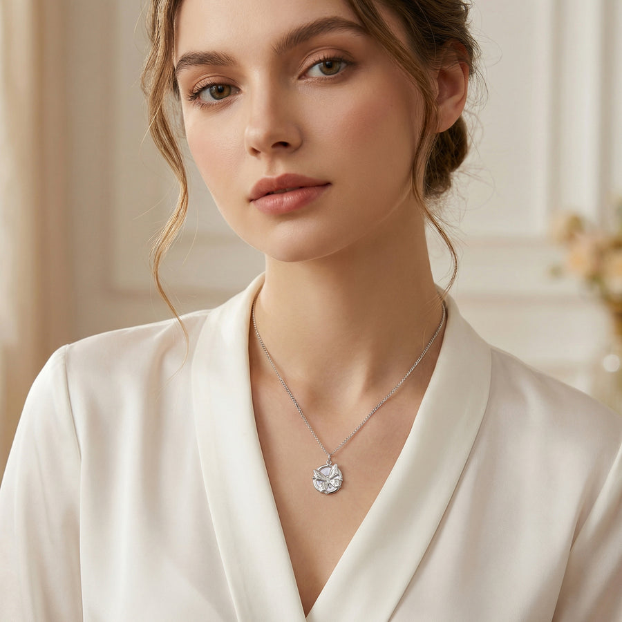 Butterfly Pendant in Circular Frame – sterling silver necklace