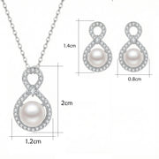 Infinity Pearl Necklace and Earrings Set – pearl earrings, side detail