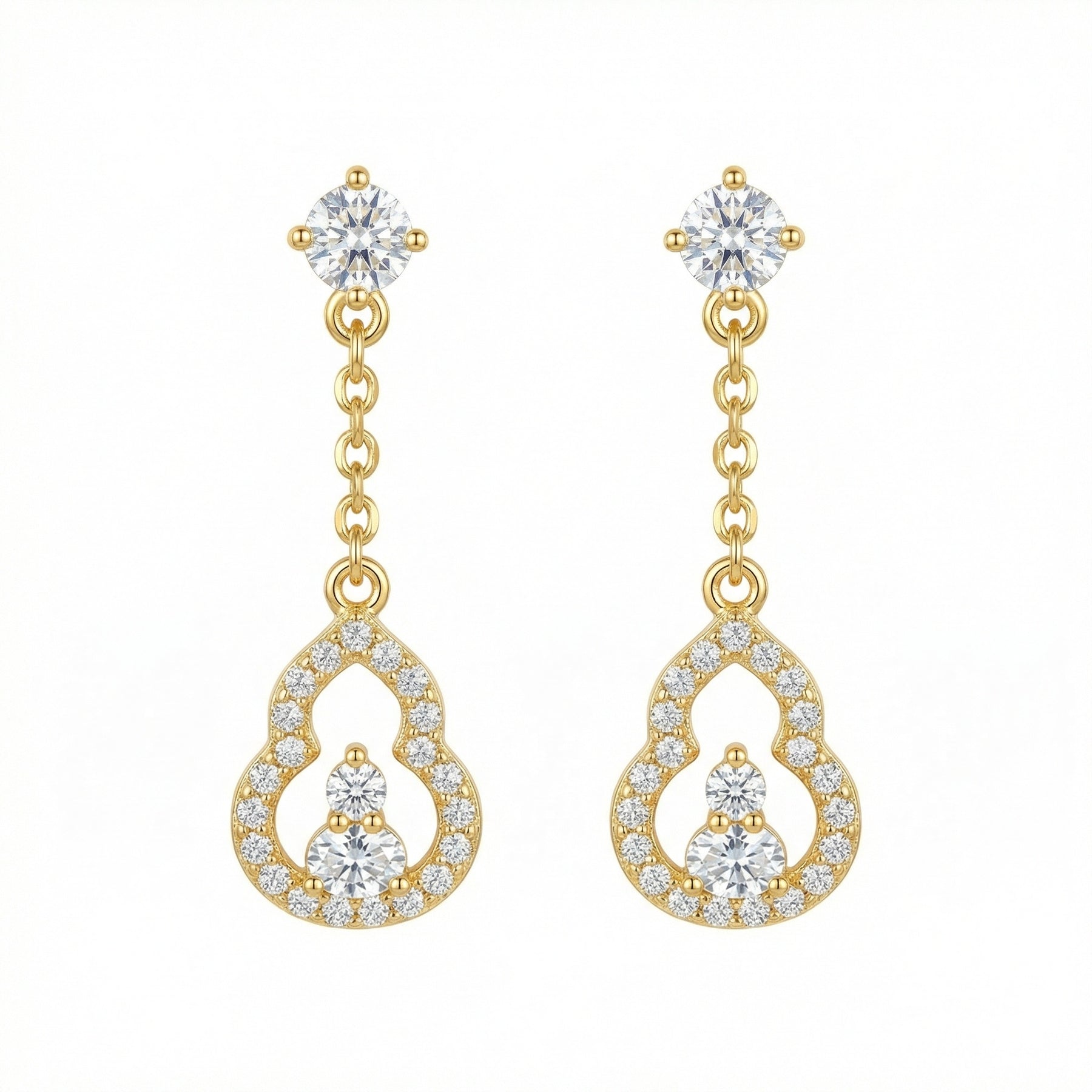 Sparkling Gourd Drop Earrings – sterling silver earrings, close-up