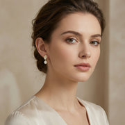Leaf Motif Pearl Drop Earrings – pearl earrings, side detail