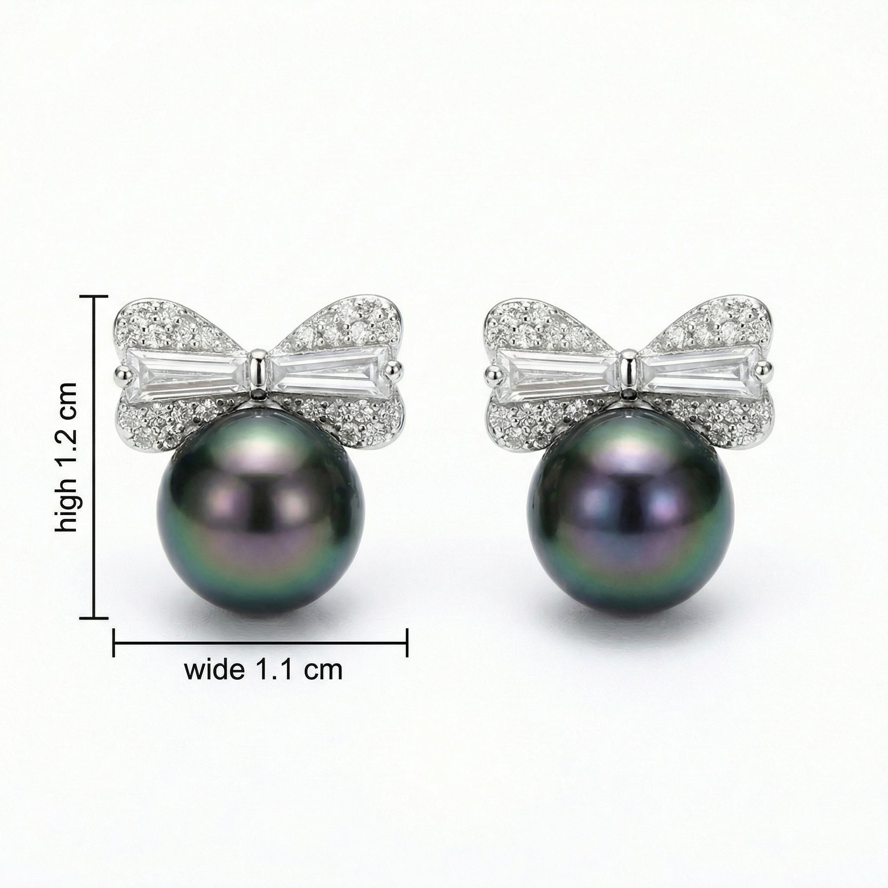 Tahitian Pearl Bow Stud Earrings – pearl earrings, side detail