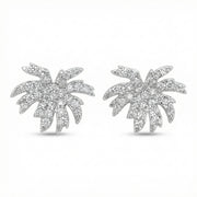 Shimmering Palm Tree Stud Earrings – sterling silver earrings, close-up