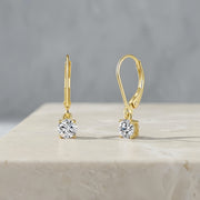 gold-tone CZ Drop Earrings, Lever-Back – zircon earrings, front view