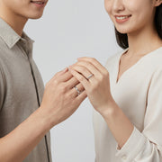 Minimalist Matching Couple Rings – sterling silver ring, front view