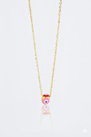 Colorful Mini Evil Eye Spinner Necklace – stainless steel necklace, front view