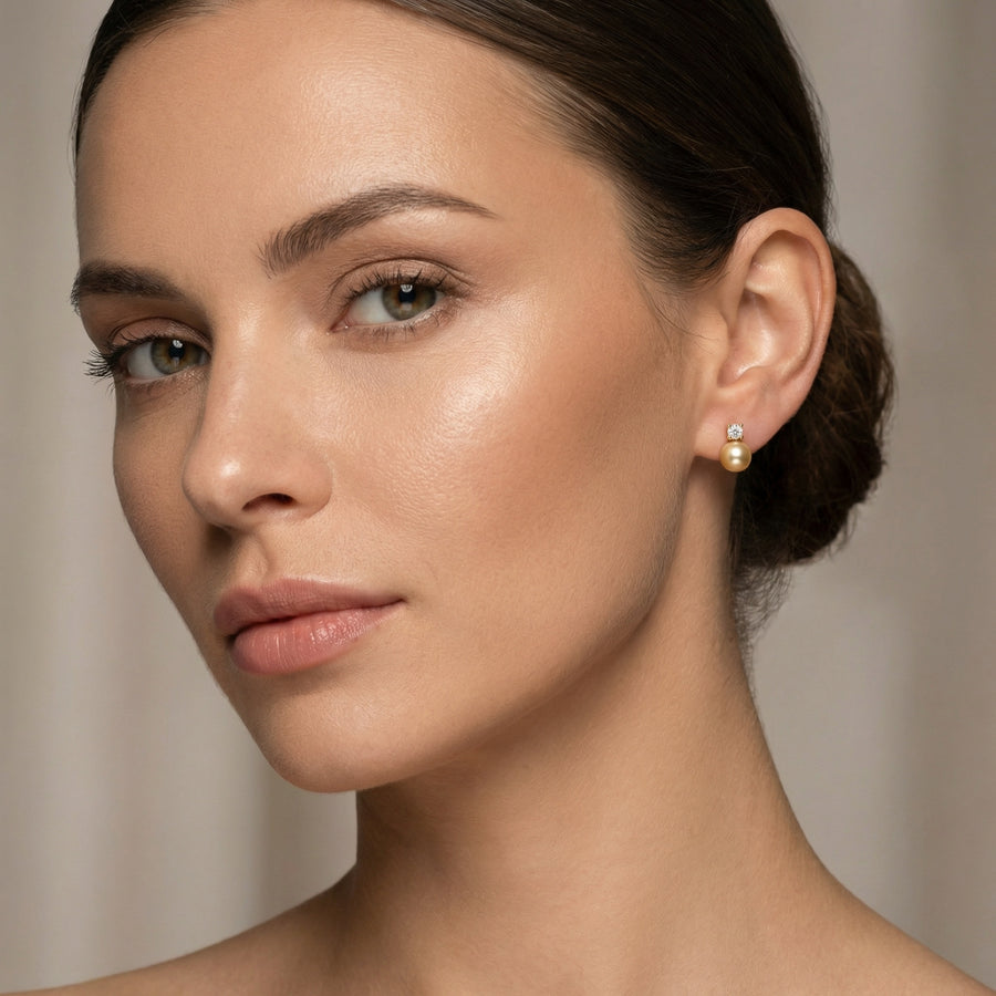 Champagne Pearl Stud Earrings – pearl earrings