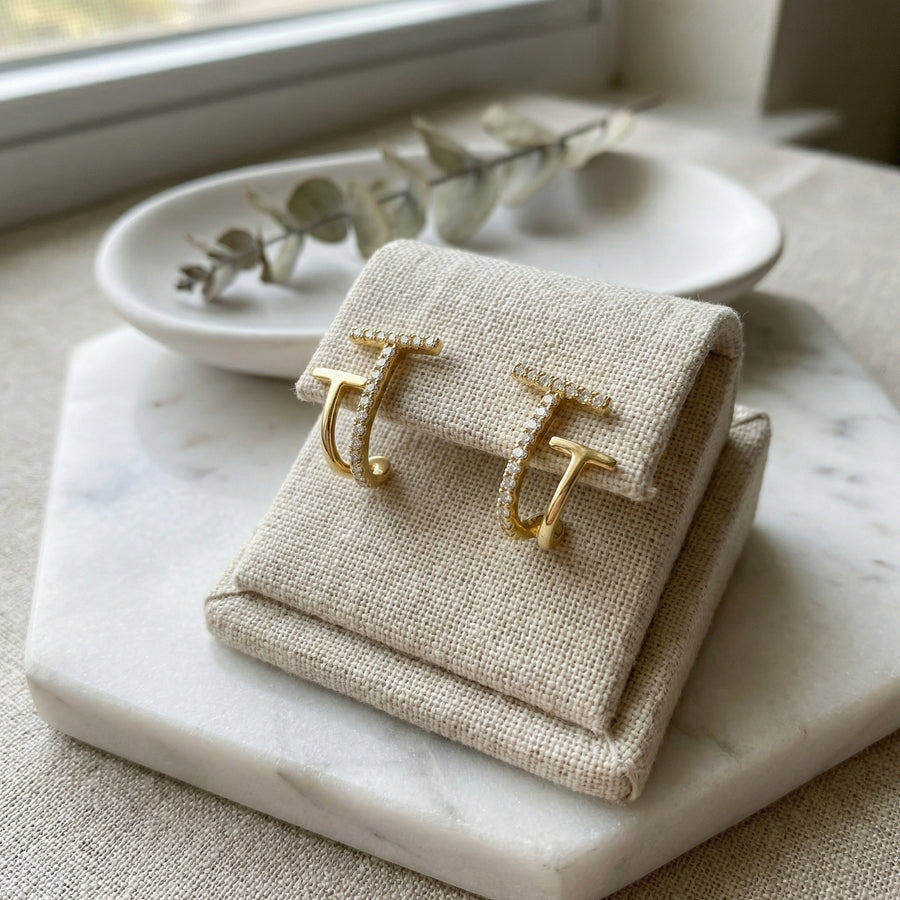 Double-T Geometric Wrap Earrings – sterling silver earrings