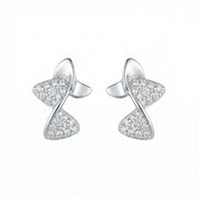 Abstract Butterfly Ribbon Studs – sterling silver earrings, front view