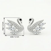 Silver Swan Marquise Stud Earrings – sterling silver earrings, side detail