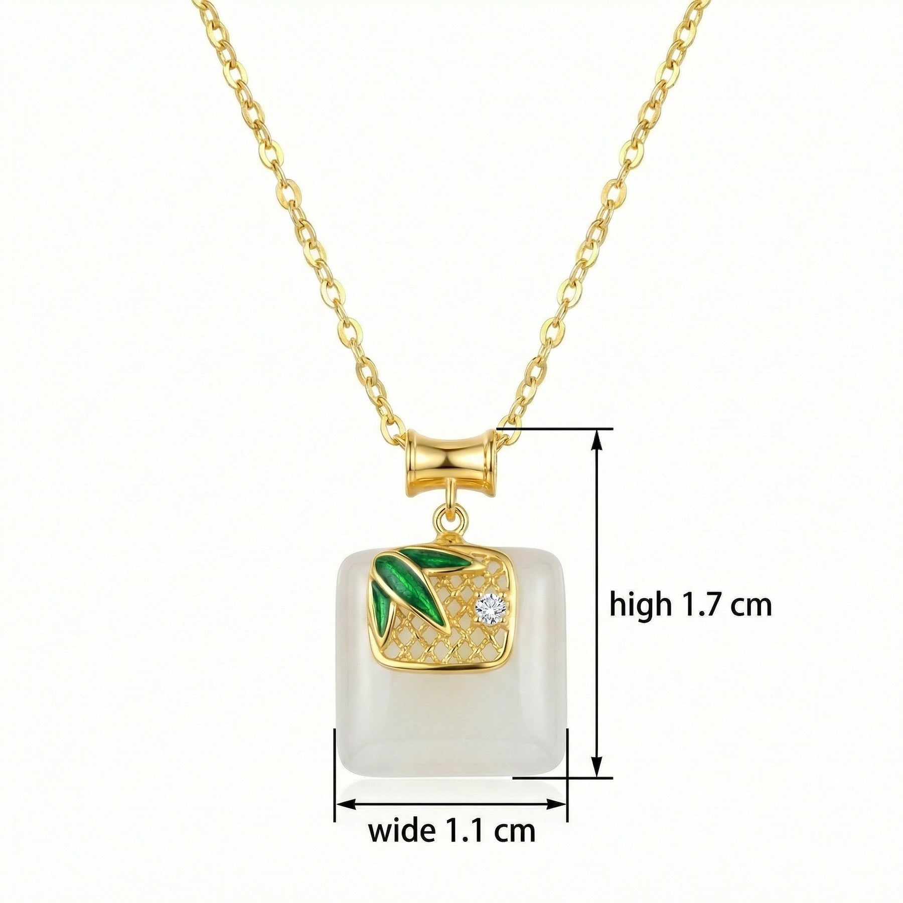 Square Jade Bamboo Leaf Necklace – jade necklace