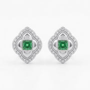 Green stone Quatrefoil Halo Stud Earrings – green stone earrings