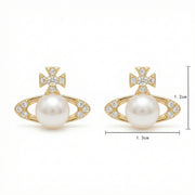 Orb Pearl Stud Earrings – pearl earrings, close-up