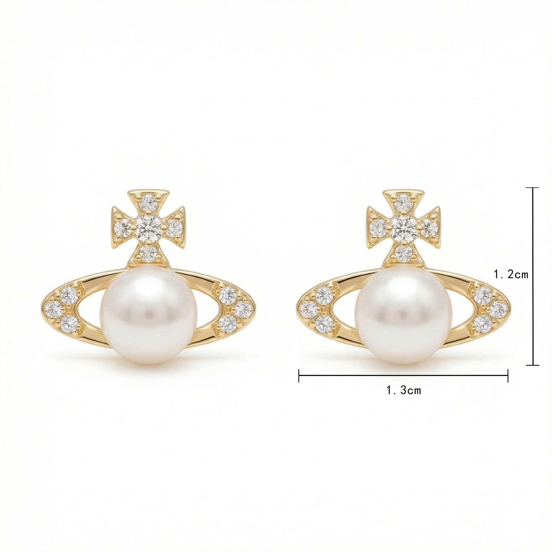 Orb Pearl Stud Earrings – pearl earrings, close-up