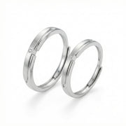 Brushed Silver Couple Rings Set – sterling silver ring, close-up