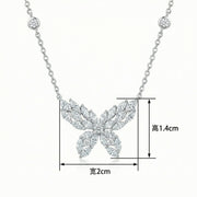 Marquise Butterfly Station Necklace – sterling silver necklace, side detail