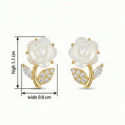 Mother-of-Pearl Rose Stud Earrings – mother-of-pearl earrings, front view