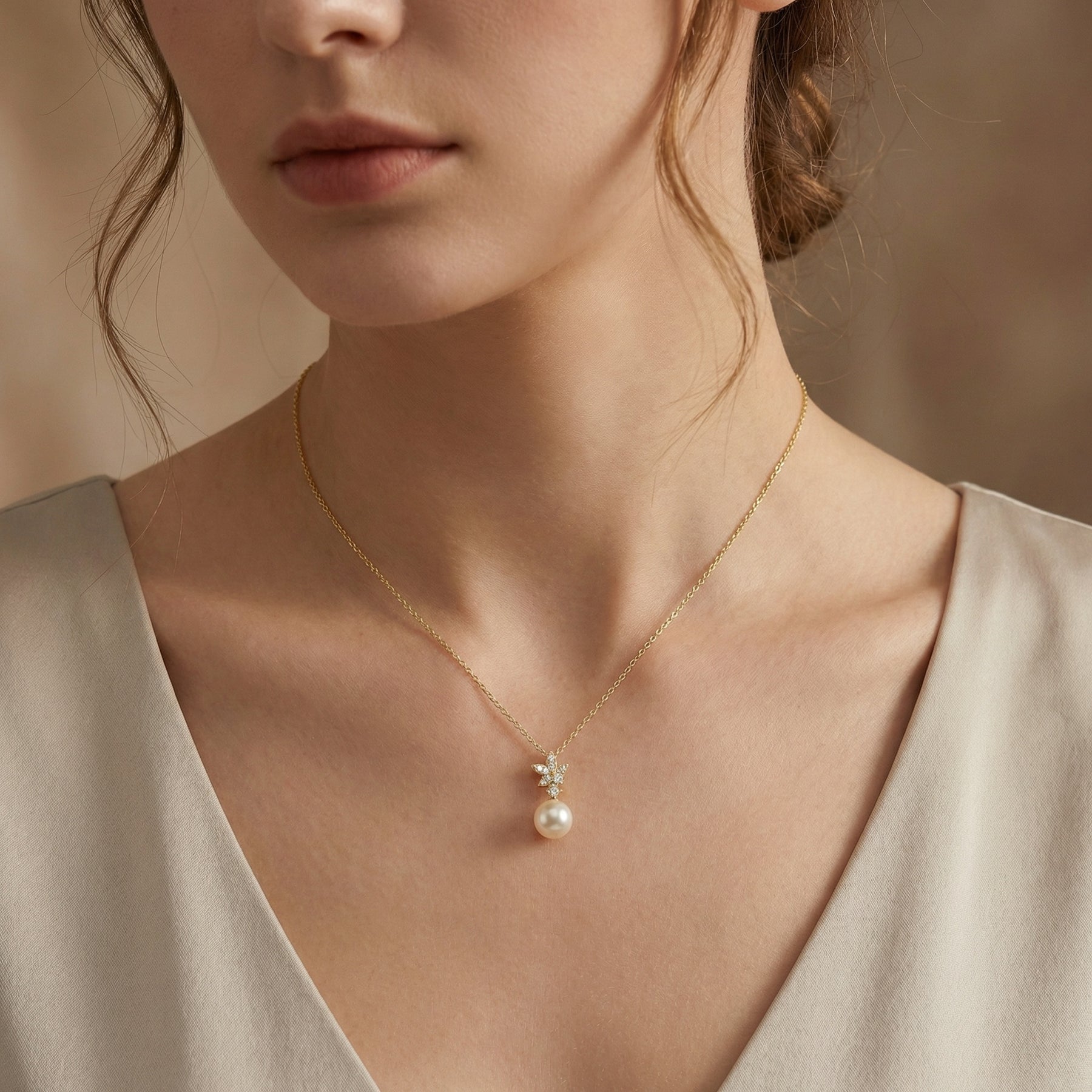Floral Leaf Pearl Pendant Necklace – pearl necklace
