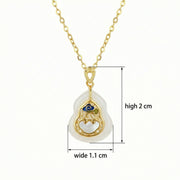 Hulu Pendant Necklace with Ruyi Cloud – jade necklace, side detail