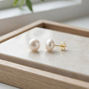 Cultured Freshwater Pearl Studs – pearl earrings, side detail