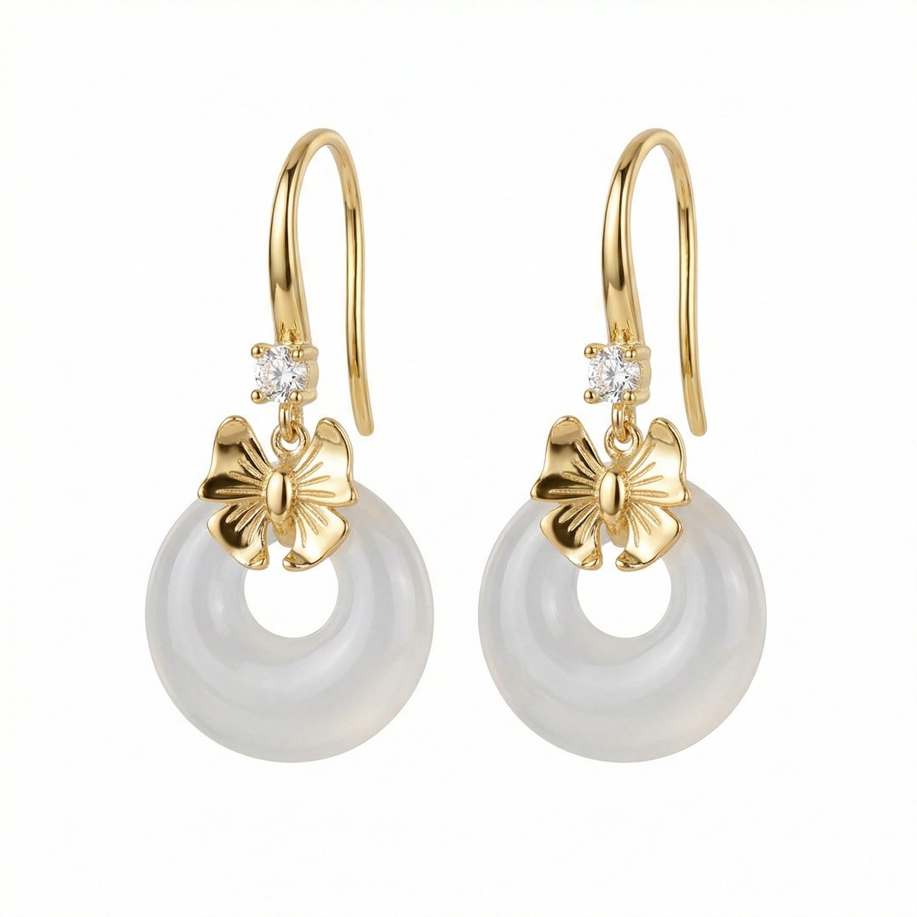 Bow Accent Drop Earrings – sterling silver earrings, front view