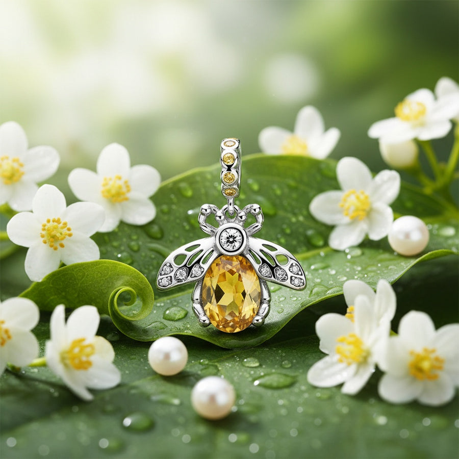 CZ Bee Dangle Charm – zircon earrings, styling detail