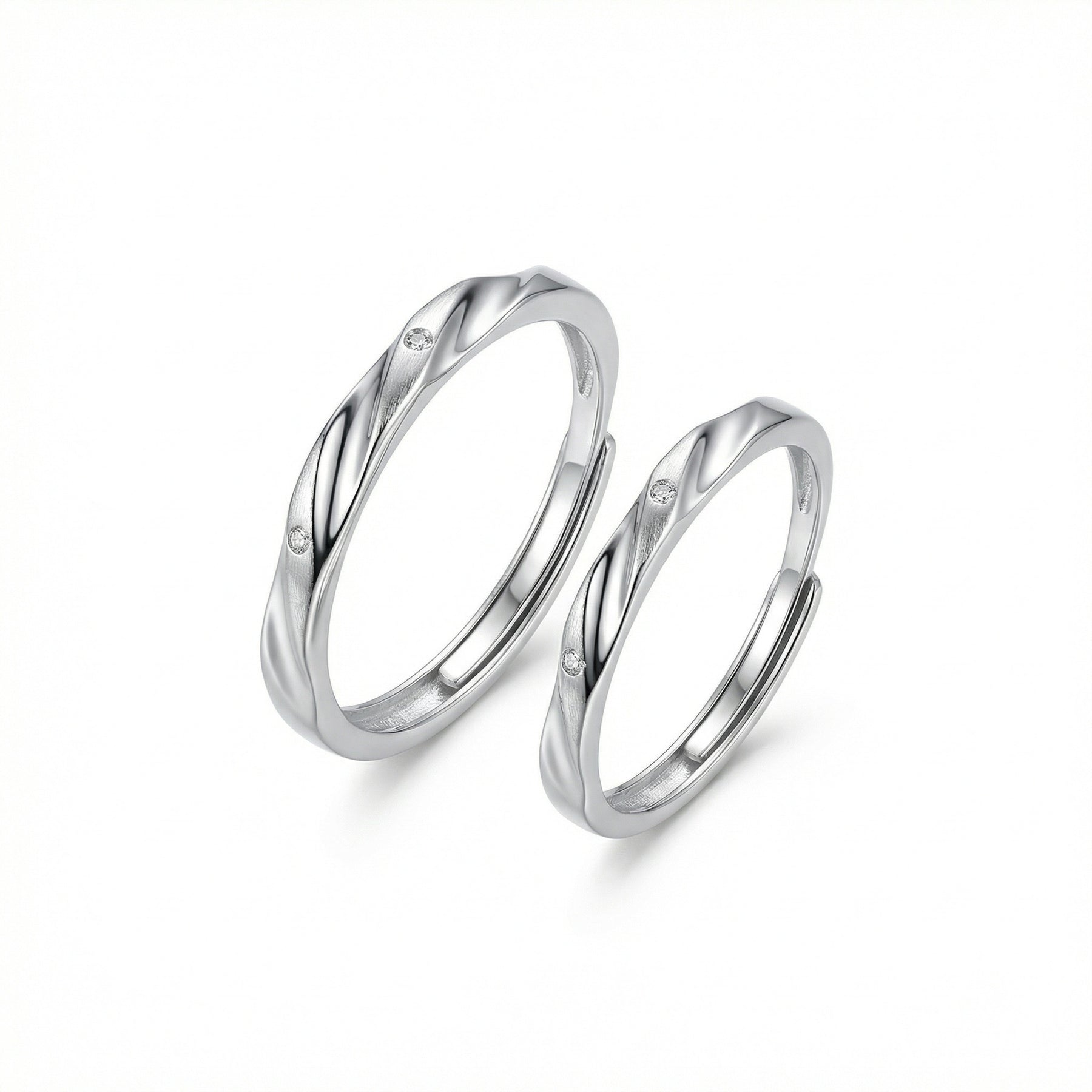 Twisted Couple Rings with CZ Accents – zircon ring