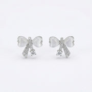 Cat's Eye Heart Bow Stud Earrings – sterling silver earrings